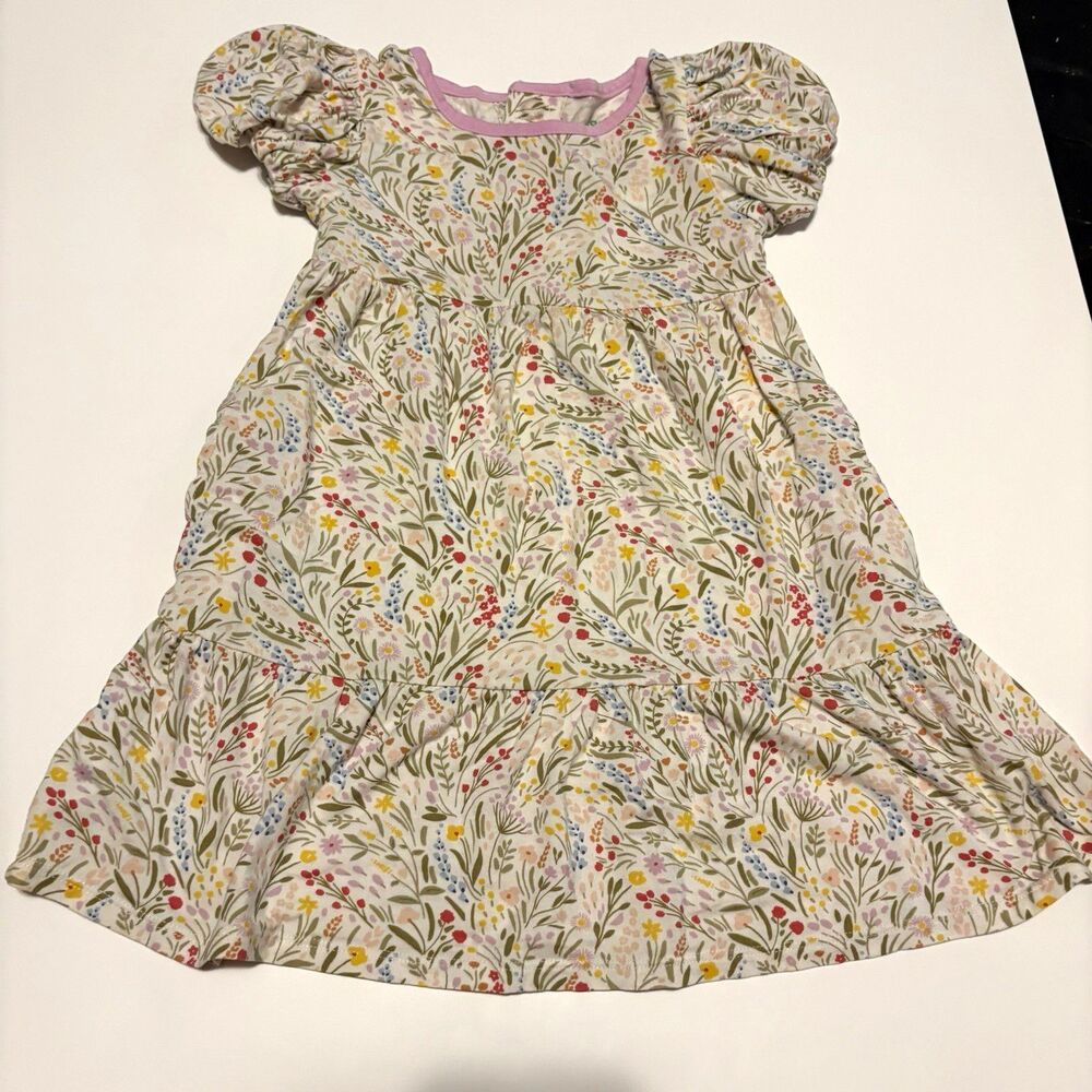 Magnetic Me Girls 2T Multicolor Floral Modal Fit & Flare Round Neck Puff Ruffle